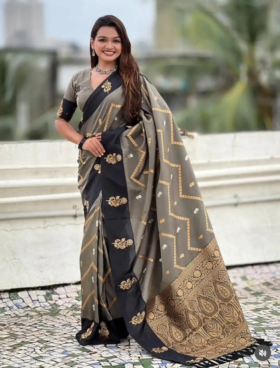 MS 543 Black Color Banarasi Silk Saree with Zari Work. Wedding, Party, Festive, Events, Available at ₹1649 only. Delivery 4-6 Working Days. Shop now. | Creative Sarees, Embroidered Sarees, Bollywood Sarees, Designer Sarees, Ethnic Saree, Modern Digital sarees, Party Wear Sarees, Sarees