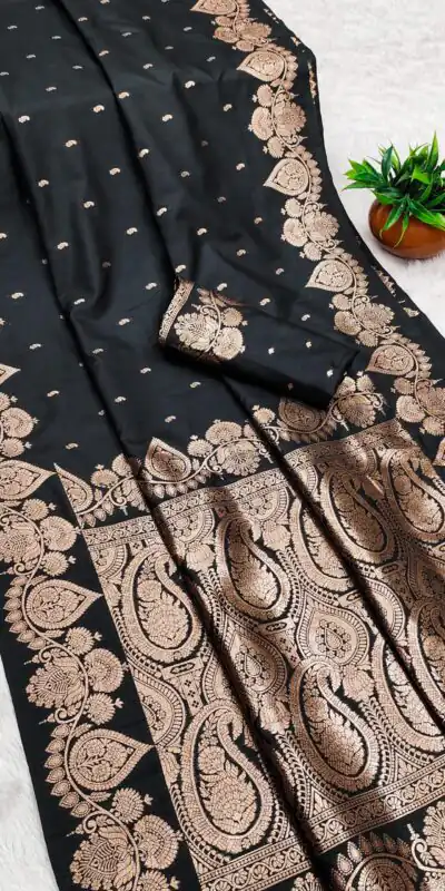 MB 142 Black Banarasi Silk with Zari Work & Lace Work Saree . Affordable Price ₹1899. Delivery 4-6 Working Days. Shop now. | Creative Sarees, Embroidered Sarees, Bollywood Sarees, Designer Sarees, Ethnic Saree, Modern Digital sarees, Party Wear Sarees, Sarees