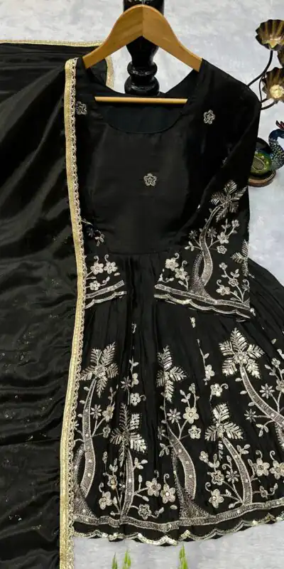 VLM 300 Black Chinon Silk with Lace Work & Embroidery Work Salwar Suit . Affordable Price ₹1899. Delivery 4-6 Working Days. Shop now. | Casual Suits, Jump Suits, Creative suits, Designer Suits, Palazzo Suits, Party Wear Suits, Patiala Suits, Salwar suit, Straight Suits
