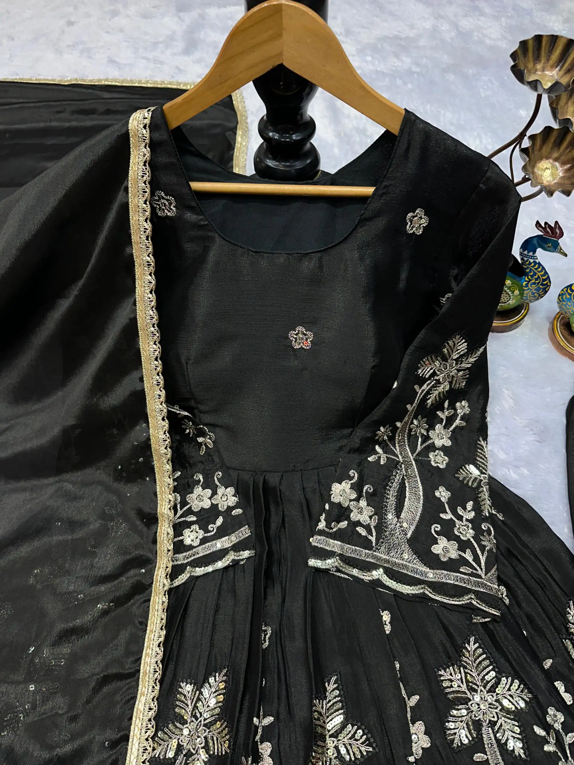 VLM 300 Black Chinon Silk with Lace Work & Embroidery Work Salwar Suit . Affordable Price ₹1899. Delivery 4-6 Working Days. Shop now. | Casual Suits, Jump Suits, Creative suits, Designer Suits, Palazzo Suits, Party Wear Suits, Patiala Suits, Salwar suit, Straight Suits