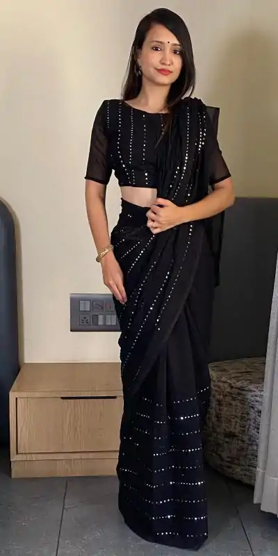 BT SUMAN Black Fox Georgette SareePerfect for Wedding, Party, Sangeet, Baisakhi, Karwa Chauth – . Special Price ₹1749. Delivery 4-6 Working Days. | Creative Sarees, Embroidered Sarees, Bollywood Sarees, Designer Sarees, Ethnic Saree, Modern Digital sarees, Party Wear Sarees, Sarees