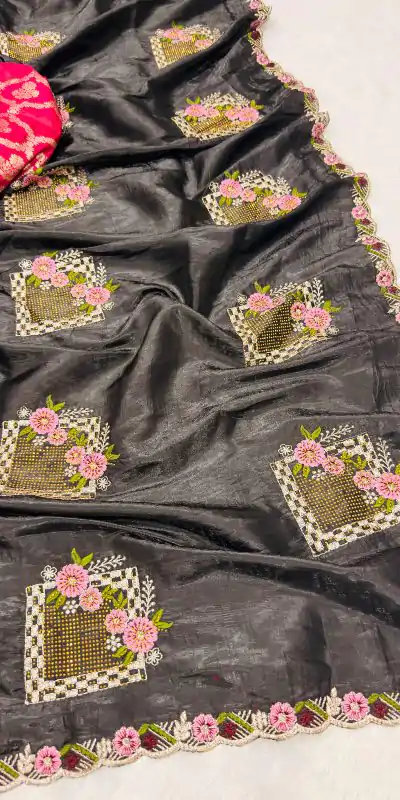 SC 239 Pink Georgette With Lace Work & Lace Border Saree . Wedding, Party, Festive, Events, Exclusive Offer ₹1599. Delivery 4-6 Working Days. Shop now. | Creative Sarees, Embroidered Sarees, Bollywood Sarees, Designer Sarees, Ethnic Saree, Modern Digital sarees, Party Wear Sarees, Sarees