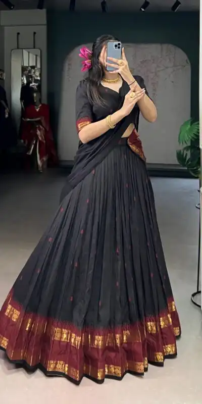 LNB 1904 Black Color Pure Chanderi with Zari Work Lehenga Choli . Affordable Price ₹1999. Delivery 4-6 Working Days. Shop now. | Bollywood Lehenga, Creative Lehenga, Designer Lehenga, Embroidered Lehenga, Lehenga, Party Wear Lehenga
