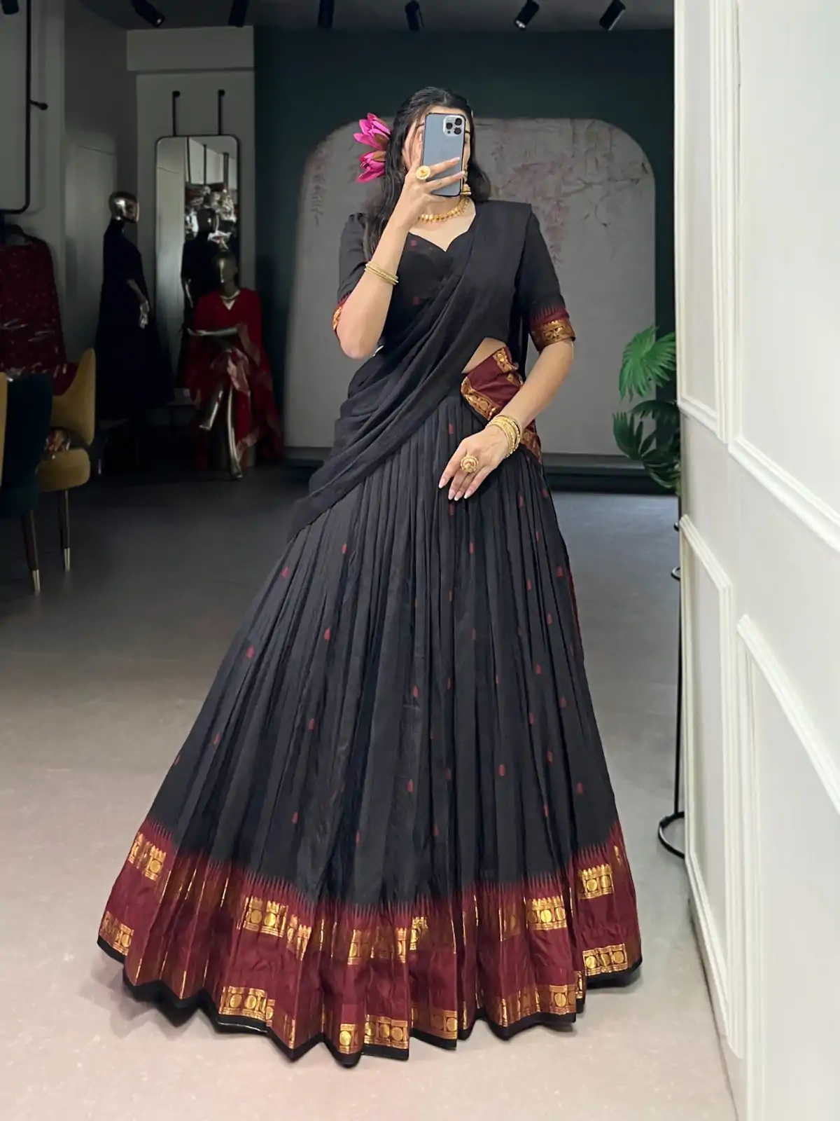 LNB 1904 Black Color Pure Chanderi with Zari Work Lehenga Choli . Affordable Price ₹1999. Delivery 4-6 Working Days. Shop now. | Bollywood Lehenga, Creative Lehenga, Designer Lehenga, Embroidered Lehenga, Lehenga, Party Wear Lehenga