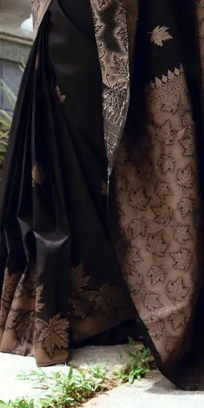 KPR 199 Black Color Soft Lichi Silk Saree with Lace Work & Lace Border. Get it for ₹1349. Delivery 4-6 Working Days. Shop now. | Creative Sarees, Embroidered Sarees, Bollywood Sarees, Designer Sarees, Ethnic Saree, Modern Digital sarees, Party Wear Sarees, Sarees