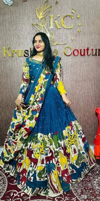 PC 388 Blue in Color Chent Crep Kalamkari Print Lehenga Choli . Affordable Price ₹2079. Delivery 4-6 Working Days. Shop now. | Casual Suits, Jump Suits, Creative suits, Designer Suits, Palazzo Suits, Party Wear Suits, Patiala Suits, Salwar suit, Straight Suits