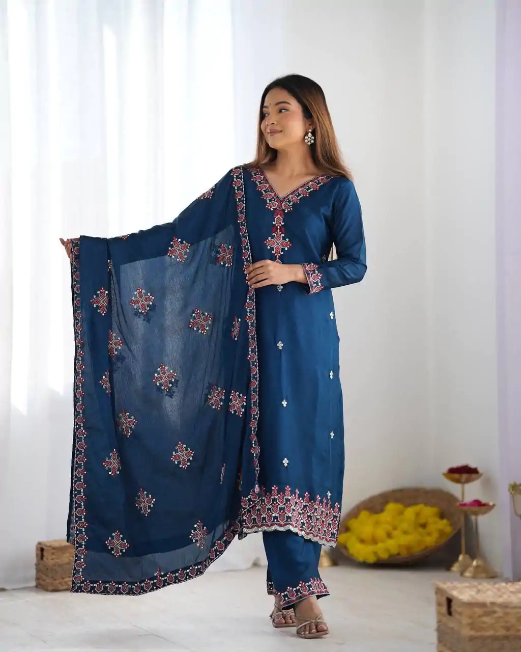 SSR 5005 Blue Chinnon Silk with Lace Work & Embroidery Work Salwar Suit . Now at just ₹1849. Delivery 4-6 Working Days. Shop now. | Casual Suits, Jump Suits, Tops & Bottoms, Track Suits, Trendy Wear, Creative suits, Designer Suits, Palazzo Suits, Party Wear Suits, Patiala Suits, Salwar suit, Straight Suits