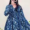 INLI Plume Blue Color Cotton with Designer Printed Work Kurti . Wedding, Party, Festive, Events, Best Price ₹1299. Delivery 4-6 Working Days. Shop now. | Bollywood Kurti, Creative Kurtis, Designer Kurti, Kurti, Party Wear Kurti, Selfie Kurti