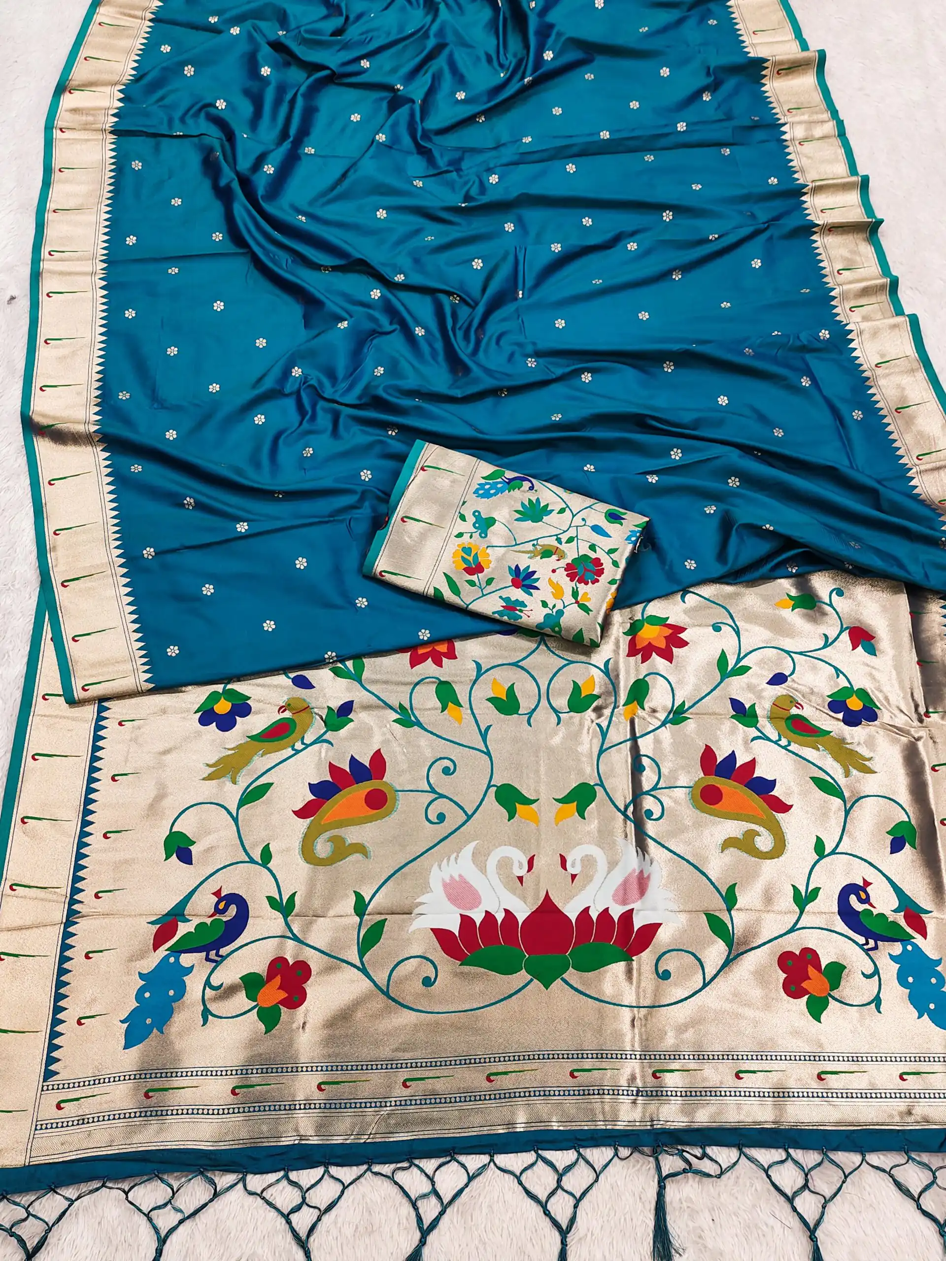 MB 149 Blue Silk Saree with Zari Work & Lace Work. Wedding, Party, Festive, Events, Grab it for ₹2549. Delivery 4-6 Working Days. Shop now. | Creative Sarees, Embroidered Sarees, Bollywood Sarees, Designer Sarees, Ethnic Saree, Modern Digital sarees, Party Wear Sarees, Sarees