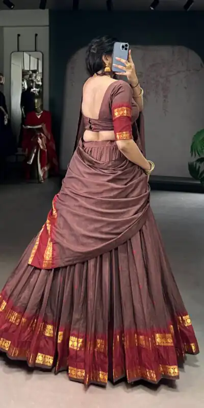 LNB 1904 Brown Color Pure Chanderi with Zari Work Lehenga Choli . Affordable Price ₹1999. Delivery 4-6 Working Days. Shop now. | Bollywood Lehenga, Creative Lehenga, Designer Lehenga, Embroidered Lehenga, Lehenga, Party Wear Lehenga