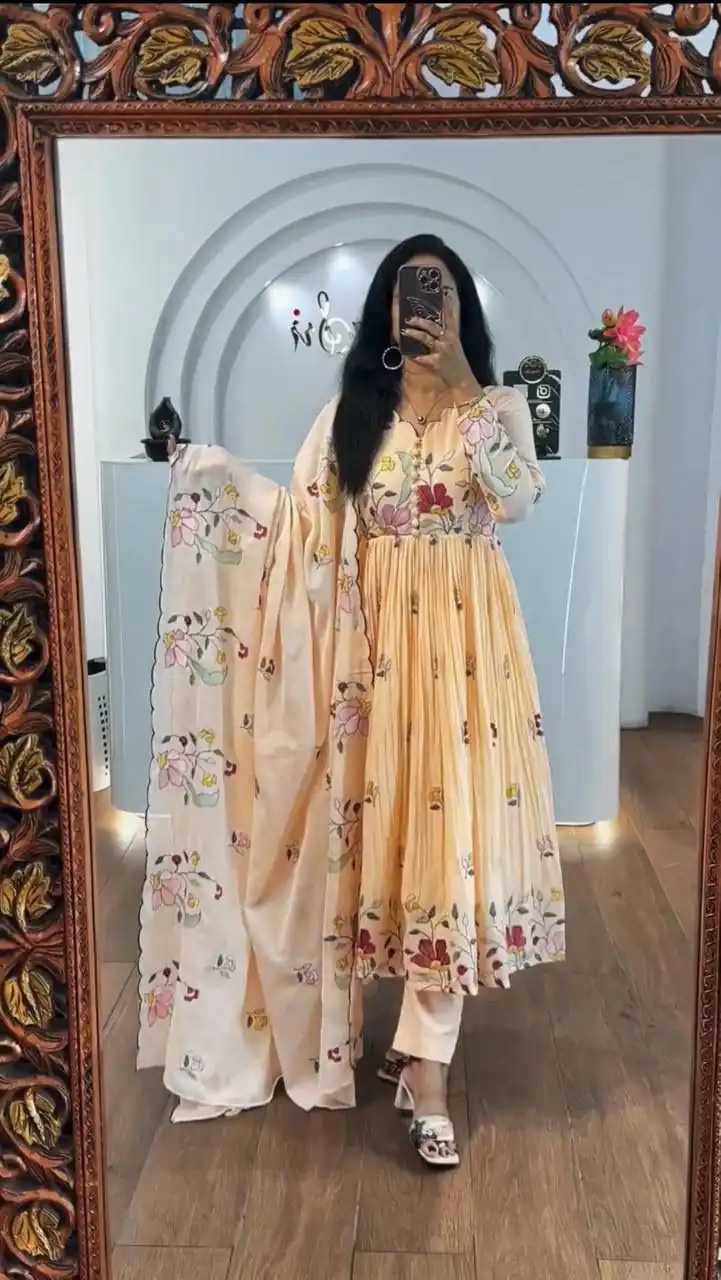 PC 528 Chiku Fox Georgette Gown Perfect for Wedding, Party, Baby Shower, Lohri, Pongal – . Available at ₹2049 only. Delivery 4-6 Working Days. Shop n | Casual Suits, Jump Suits, Creative suits, Designer Suits, Palazzo Suits, Party Wear Suits, Patiala Suits, Salwar suit, Straight Suits