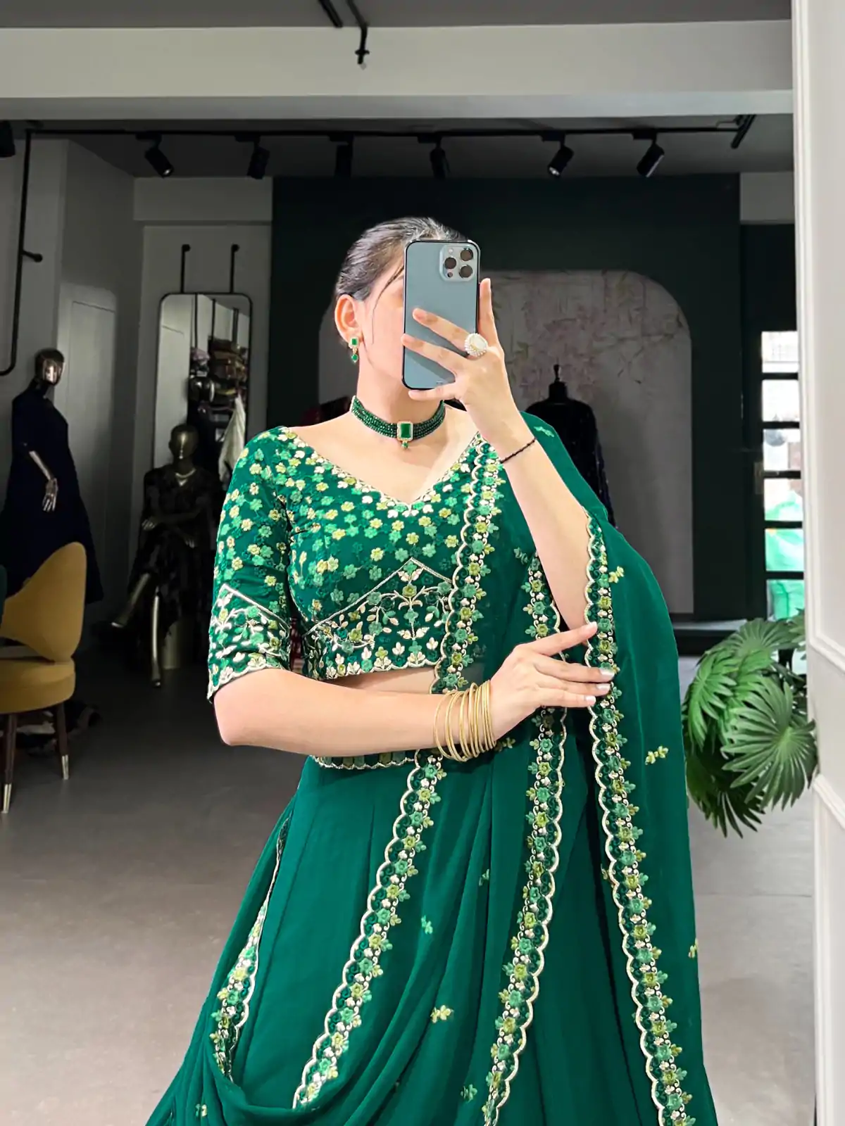 LNB 1447 Dark Green in Georgette Embroidery Work Lehenga Choli . Festive Deal ₹3299. Delivery 4-6 Working Days. Shop now. | Bollywood Lehenga, Creative Lehenga, Designer Lehenga, Embroidered Lehenga, Lehenga, Party Wear Lehenga