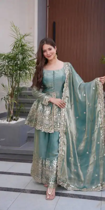 FC SSC 658 Firozi Fendy Satin Silk Gown Perfect for Wedding, Party, Karwa Chauth, Family Gatherings, Holi – . Now at just ₹2999. Delivery 4-6 Working | Bollywood Lehenga, Creative Lehenga, Designer Lehenga, Embroidered Lehenga, Lehenga, Party Wear Lehenga