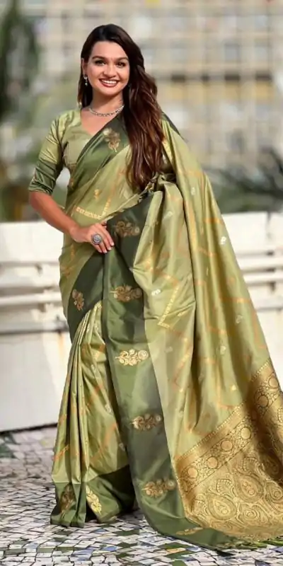 Green Banarasi Silk Weaving Zari Work Saree