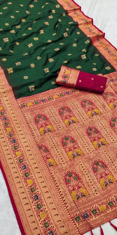 MB 18 Green Color Banarasi silk Saree with Zari Work & Lace Work. Affordable Price ₹2449. Delivery 4-6 Working Days. Shop now. | Creative Sarees, Embroidered Sarees, Bollywood Sarees, Designer Sarees, Ethnic Saree, Modern Digital sarees, Party Wear Sarees, Sarees