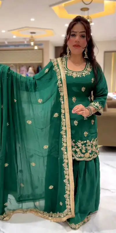 ND 5044 Green Natural Crep With Embroidery Work Salwar Suit . Affordable Price ₹2149. Delivery 4-6 Working Days. Shop now. | Casual Suits, Jump Suits, Creative suits, Designer Suits, Palazzo Suits, Party Wear Suits, Patiala Suits, Salwar suit, Straight Suits