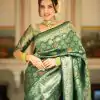 KPR 231 Green Soft Lichi Silk Saree with Designer Work. Wedding, Party, Festive, Events, Festive Deal ₹1449. Delivery 4-6 Working Days. Shop now. | Creative Sarees, Embroidered Sarees, Bollywood Sarees, Designer Sarees, Ethnic Saree, Modern Digital sarees, Party Wear Sarees, Sarees