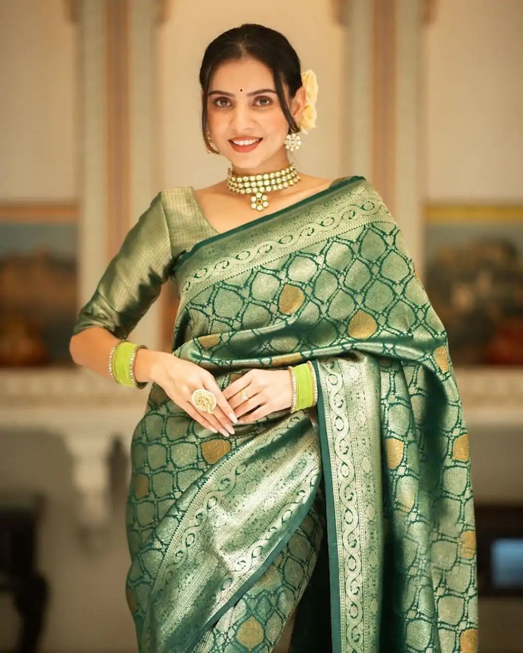 KPR 231 Green Soft Lichi Silk Saree with Designer Work. Wedding, Party, Festive, Events, Festive Deal ₹1449. Delivery 4-6 Working Days. Shop now. | Creative Sarees, Embroidered Sarees, Bollywood Sarees, Designer Sarees, Ethnic Saree, Modern Digital sarees, Party Wear Sarees, Sarees