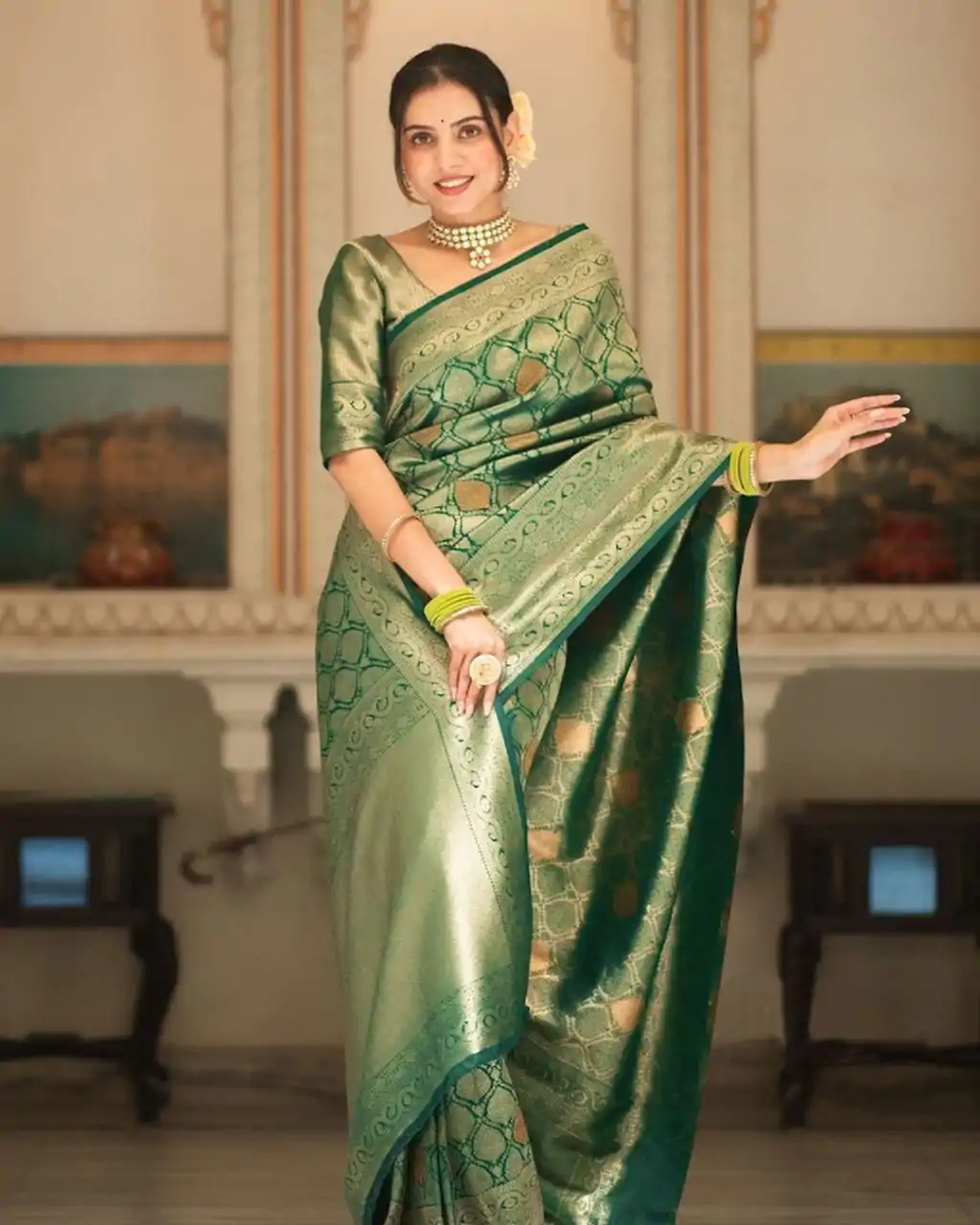 KPR 231 Green Soft Lichi Silk Saree with Designer Work. Wedding, Party, Festive, Events, Festive Deal ₹1449. Delivery 4-6 Working Days. Shop now. | Creative Sarees, Embroidered Sarees, Bollywood Sarees, Designer Sarees, Ethnic Saree, Modern Digital sarees, Party Wear Sarees, Sarees