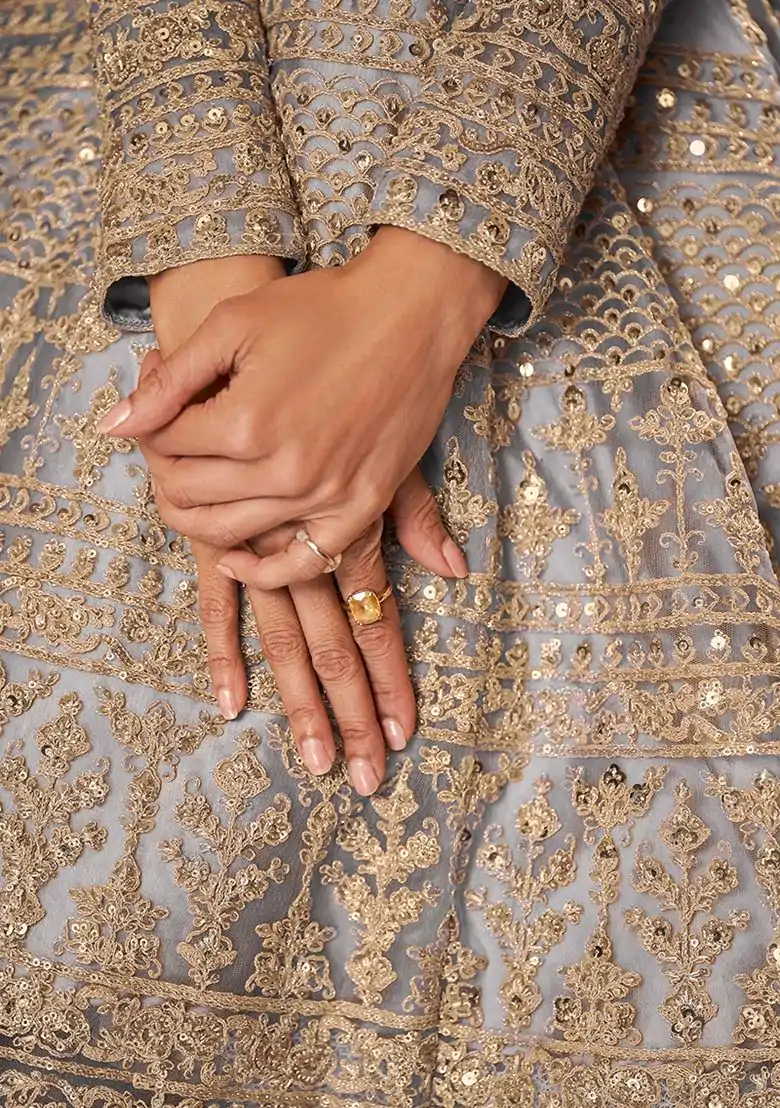 FC 8396 Grey in Net Embroidery Work Salwar Suit . Wedding, Party, Festive, Events, Exclusive Offer ₹3049. Delivery 4-6 Working Days. Shop now. | Casual Suits, Jump Suits, Creative suits, Designer Suits, Palazzo Suits, Party Wear Suits, Patiala Suits, Salwar suit, Straight Suits