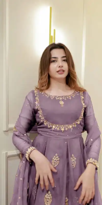 LG 2006 Lavender Georgette Gown Perfect for Wedding, Party, Engagement, Diwali, Sangeet . Exclusive Offer ₹1999. Delivery 4-6 Working Days. Shop now. | Bollywood Gowns, Creative Gowns, Designer Gowns, Embroidered Gowns, Gowns, Party Wear Gowns