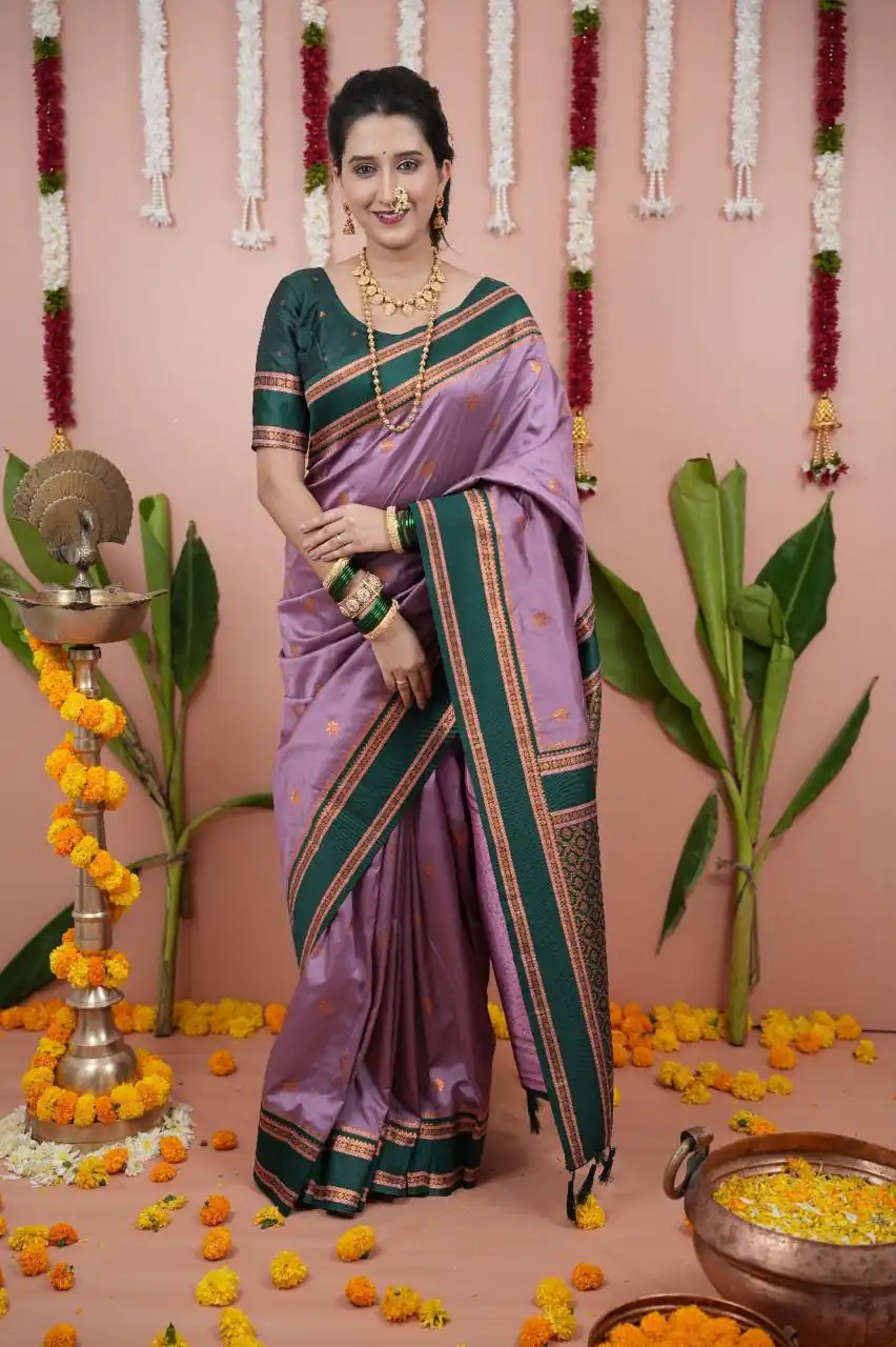 MS 536 Lavender Color Banarasi Silk Saree with Zari Work. Wedding, Party, Festive, Events, Available at ₹1699 only. Delivery 4-6 Working Days. Shop now. | Creative Sarees, Embroidered Sarees, Bollywood Sarees, Designer Sarees, Ethnic Saree, Modern Digital sarees, Party Wear Sarees, Sarees