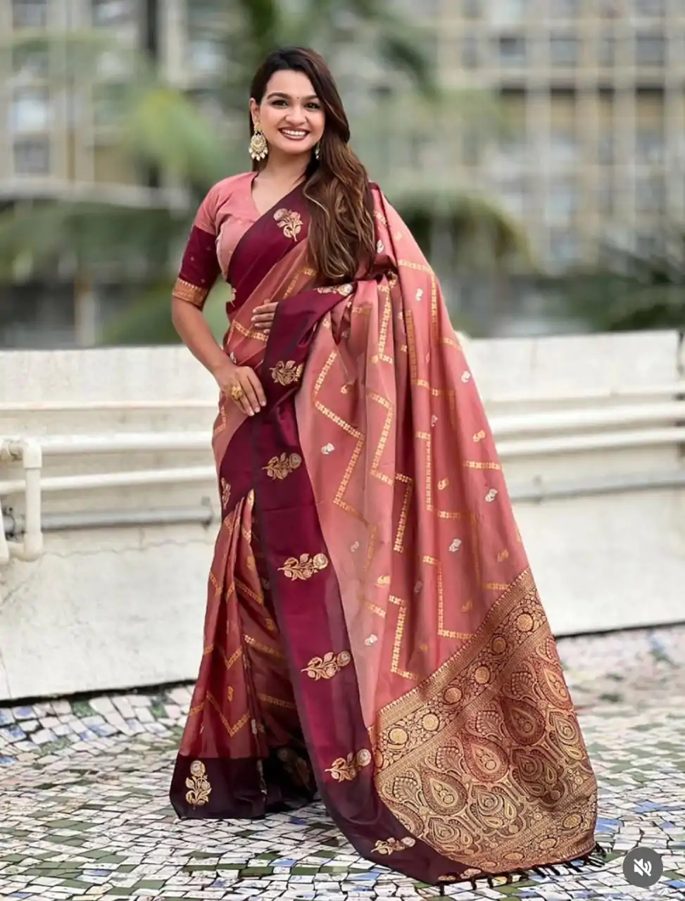 MS 543 Maroon Color Banarasi Silk Saree with Zari Work. Wedding, Party, Festive, Events, Available at ₹1649 only. Delivery 4-6 Working Days. Shop now. | Creative Sarees, Embroidered Sarees, Bollywood Sarees, Designer Sarees, Ethnic Saree, Modern Digital sarees, Party Wear Sarees, Sarees