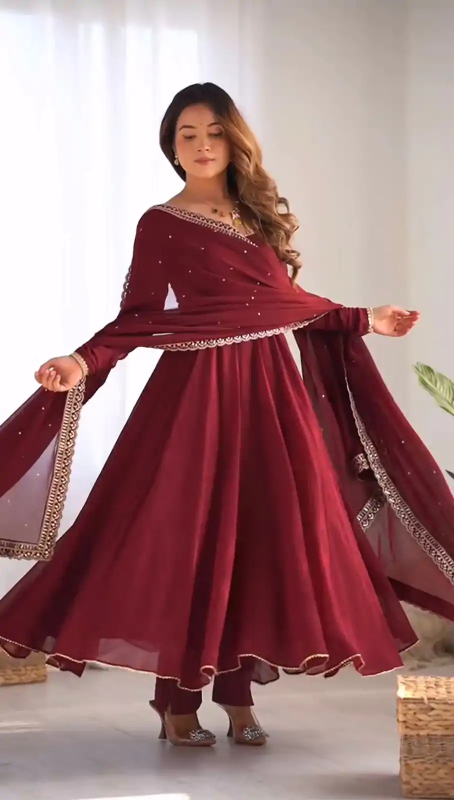 SRK 5222 Maroon in Faux Georgette Lace Work & Embroidery Work Salwar Suit . Grab it for ₹1849. Delivery 4-6 Working Days. Shop now. | Casual Suits, Jump Suits, Creative suits, Designer Suits, Palazzo Suits, Party Wear Suits, Patiala Suits, Salwar suit, Straight Suits