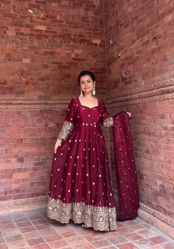 NF 1250 Maroon Color Fendy with Embroidery Work Silk Salwar Suit . Festive Deal ₹2599. Delivery 4-6 Working Days. Shop now. | Casual Suits, Jump Suits, Creative suits, Designer Suits, Palazzo Suits, Party Wear Suits, Patiala Suits, Salwar suit, Straight Suits