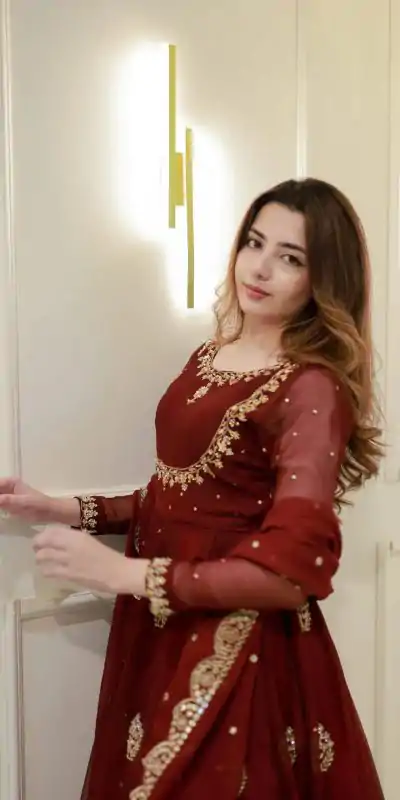 LG 2006 Maroon Georgette Gown Perfect for Wedding, Party, Engagement, Diwali, Sangeet . Exclusive Offer ₹1999. Delivery 4-6 Working Days. Shop now. | Bollywood Gowns, Creative Gowns, Designer Gowns, Embroidered Gowns, Gowns, Party Wear Gowns