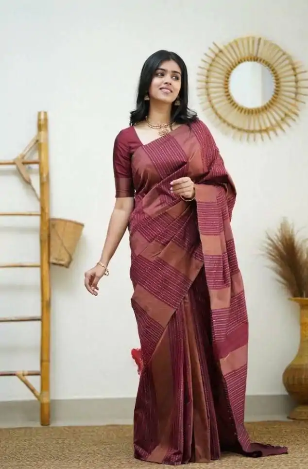 KPR 152 Maroon Soft Lichi Silk Saree with Lace Work & Lace Border. Available at ₹1249 only. Delivery 4-6 Working Days. Shop now. | Creative Sarees, Embroidered Sarees, Bollywood Sarees, Designer Sarees, Ethnic Saree, Modern Digital sarees, Party Wear Sarees, Sarees