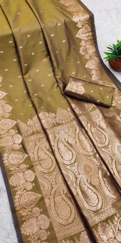 MB 142 Mehendi Banarasi Silk with Zari Work & Lace Work Saree . Affordable Price ₹1899. Delivery 4-6 Working Days. Shop now. | Creative Sarees, Embroidered Sarees, Bollywood Sarees, Designer Sarees, Ethnic Saree, Modern Digital sarees, Party Wear Sarees, Sarees