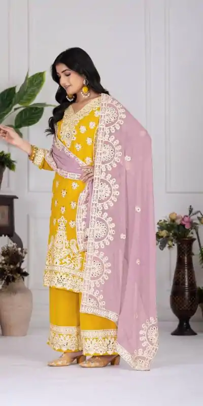 KF 1688 Mustered Faux Georgette with Embroidery Work & Mirror Work Salwar Suit . Exclusive Offer ₹2099. Delivery 4-6 Working Days. Shop now. | Casual Suits, Jump Suits, Creative suits, Designer Suits, Palazzo Suits, Party Wear Suits, Patiala Suits, Salwar suit, Straight Suits