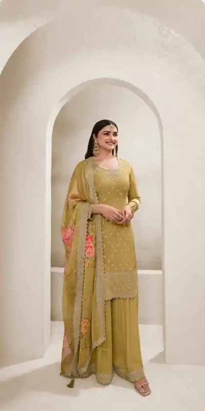 FC V 67831 Mustered in Viscose Chinon Zari Work & Embroidery Work Salwar Suit . Grab it for ₹3049. Delivery 4-6 Working Days. Shop now. | Casual Suits, Jump Suits, Creative suits, Designer Suits, Palazzo Suits, Party Wear Suits, Patiala Suits, Salwar suit, Straight Suits