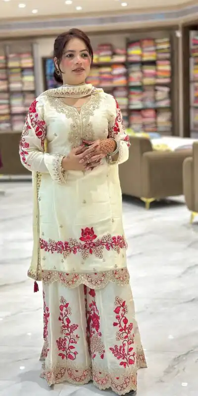 NF 1240 Off White in Chinon Silk Lace Work & Embroidery Work Salwar Suit . Affordable Price ₹2549. Delivery 4-6 Working Days. Shop now. | Casual Suits, Jump Suits, Creative suits, Designer Suits, Palazzo Suits, Party Wear Suits, Patiala Suits, Salwar suit, Straight Suits