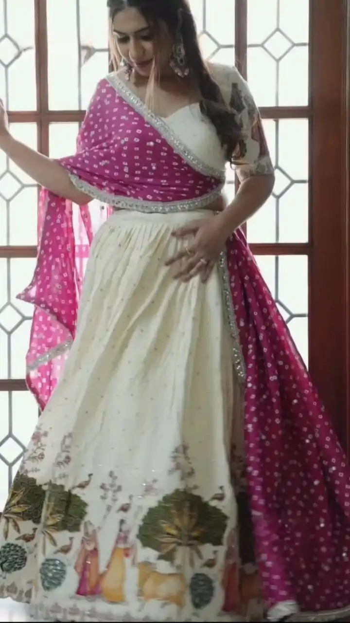 PC 520 Off White Silk Lehenga Choli Perfect for Wedding, Party, Onam, Sangeet, Holi – . Available at ₹2149 only. Delivery 4-6 Working Days. | Bollywood Lehenga, Creative Lehenga, Designer Lehenga, Embroidered Lehenga, Lehenga, Party Wear Lehenga