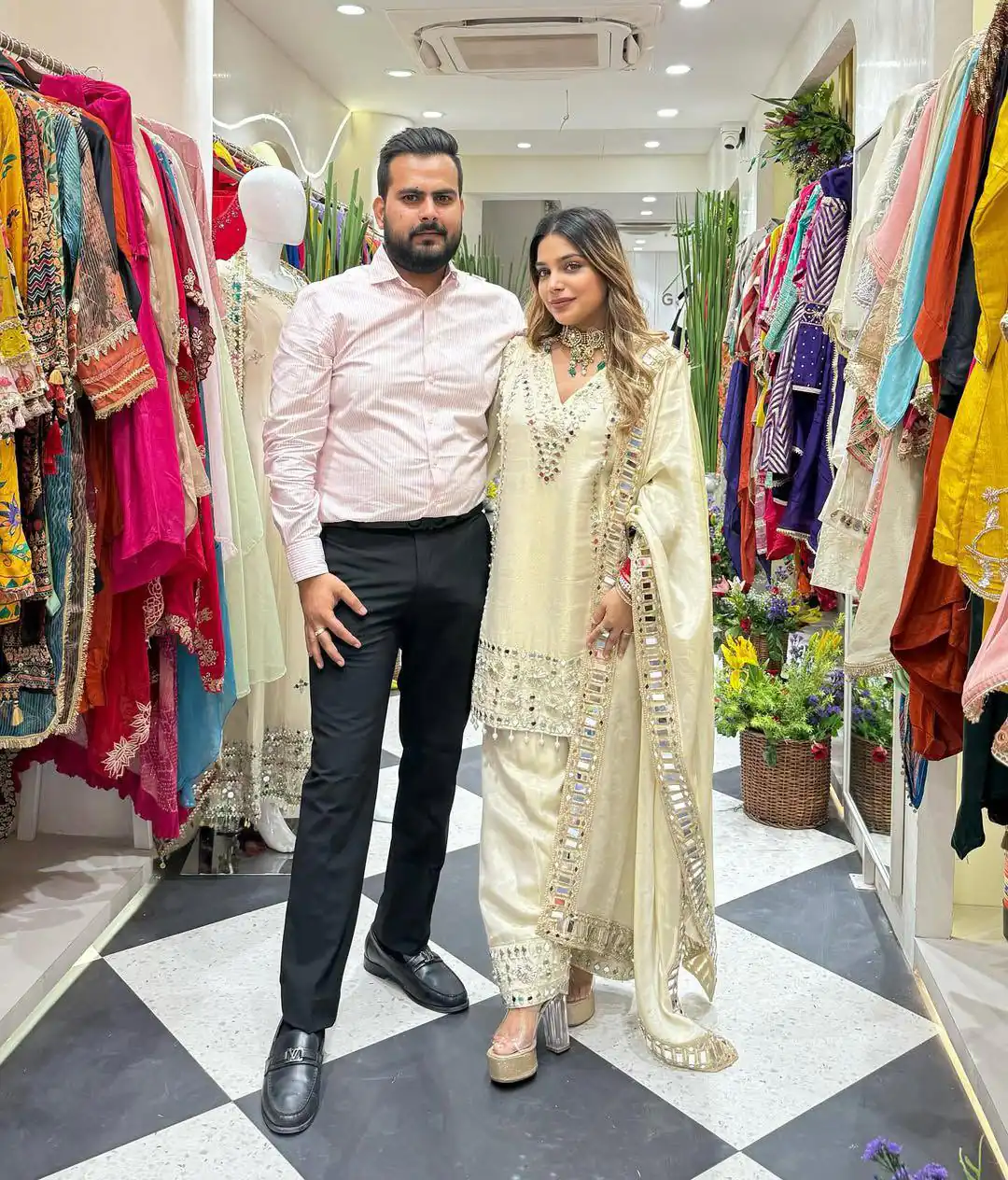 LG 2019 Off White Georgette with Embroidery Work & Mirror Work Salwar Suit . Available at ₹2149 only. Delivery 4-6 Working Days. Shop now. | Casual Suits, Jump Suits, Creative suits, Designer Suits, Palazzo Suits, Party Wear Suits, Patiala Suits, Salwar suit, Straight Suits