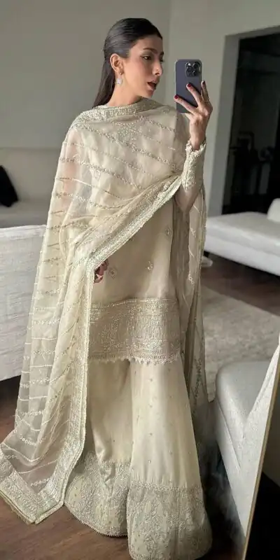 KF 1685 Off White in Tabby Organza Embroidery Work Salwar Suit . Introductory Price ₹2449. Delivery 4-6 Working Days. Shop now. | Casual Suits, Jump Suits, Creative suits, Designer Suits, Palazzo Suits, Party Wear Suits, Patiala Suits, Salwar suit, Straight Suits