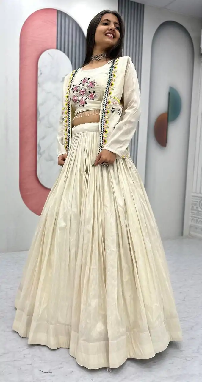 PC 522 Off White Tissue Simmer Lehenga Choli Perfect for Wedding, Party, Cultural Events, Diwali, Ganesh Chaturthi – . Exclusive Offer ₹3049. Deli | Casual Suits, Jump Suits, Creative suits, Designer Suits, Palazzo Suits, Party Wear Suits, Patiala Suits, Salwar suit, Straight Suits