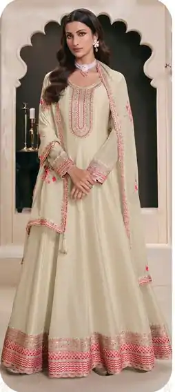 FC NAAZ 73051 Off White Vichitra Salwar Suit with Embroidery Work & Zari Work. Available at ₹3349 only. Delivery 4-6 Working Days. Shop now. | Casual Suits, Jump Suits, Creative suits, Designer Suits, Palazzo Suits, Party Wear Suits, Patiala Suits, Salwar suit, Straight Suits