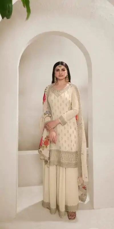 FC V 67831 Off White in Viscose Chinon Zari Work & Embroidery Work Salwar Suit . Grab it for ₹3049. Delivery 4-6 Working Days. Shop now. | Casual Suits, Jump Suits, Creative suits, Designer Suits, Palazzo Suits, Party Wear Suits, Patiala Suits, Salwar suit, Straight Suits