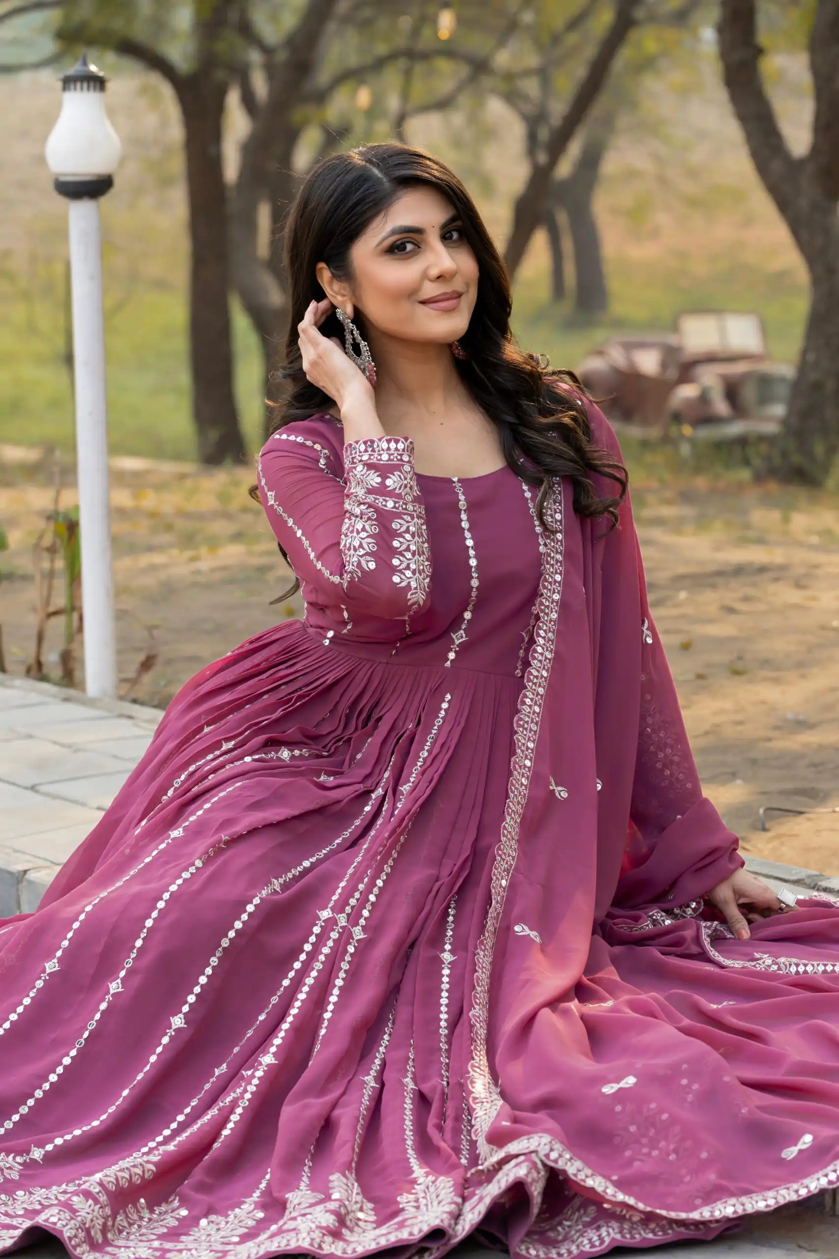 Ram 080 Onion Fox Georgette Gown with Embroidery Work. Wedding, Party, Festive, Events, Best Price ₹2049. Delivery 4-6 Working Days. Shop now. | Casual Suits, Jump Suits, Creative suits, Designer Suits, Palazzo Suits, Party Wear Suits, Patiala Suits, Salwar suit, Straight Suits