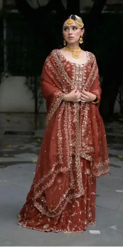 VLM 226 Orange Fox Georgette with Embroidery Work & Lace Work Salwar Suit . Festive Deal ₹2499. Delivery 4-6 Working Days. Shop now. | Casual Suits, Jump Suits, Creative suits, Designer Suits, Palazzo Suits, Party Wear Suits, Patiala Suits, Salwar suit, Straight Suits