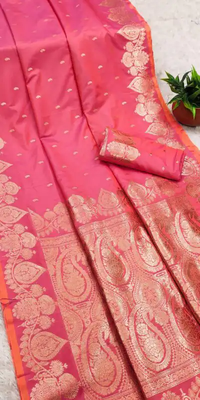 MB 142 Peach Banarasi Silk with Zari Work & Lace Work Saree . Affordable Price ₹1899. Delivery 4-6 Working Days. Shop now. | Creative Sarees, Embroidered Sarees, Bollywood Sarees, Designer Sarees, Ethnic Saree, Modern Digital sarees, Party Wear Sarees, Sarees