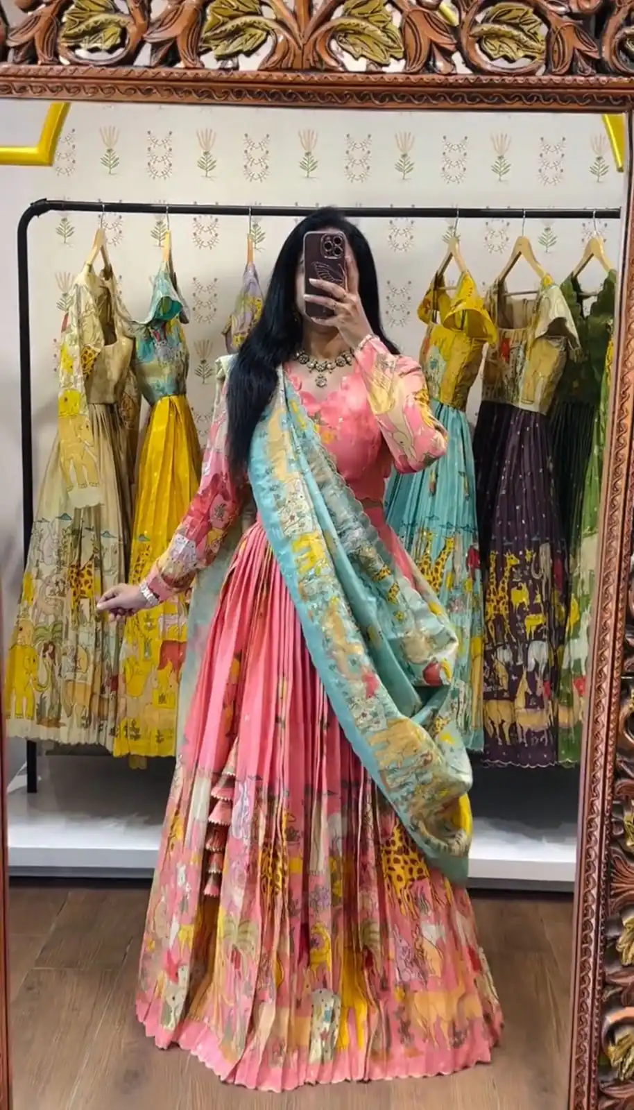 PC 539 Peach Color Cotton Lehenga Choli with Kalamkari Print. Exclusive Offer ₹2049. Delivery 4-6 Working Days. Shop now. | Bollywood Lehenga, Creative Lehenga, Designer Lehenga, Embroidered Lehenga, Lehenga, Party Wear Lehenga