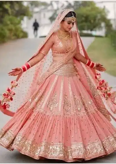 KF 1609 Peach Faux Georgette with Embroidery Work Lehenga Choli . Exclusive Offer ₹3099. Delivery 4-6 Working Days. Shop now. | Casual Suits, Jump Suits, Creative suits, Designer Suits, Palazzo Suits, Party Wear Suits, Patiala Suits, Salwar suit, Straight Suits