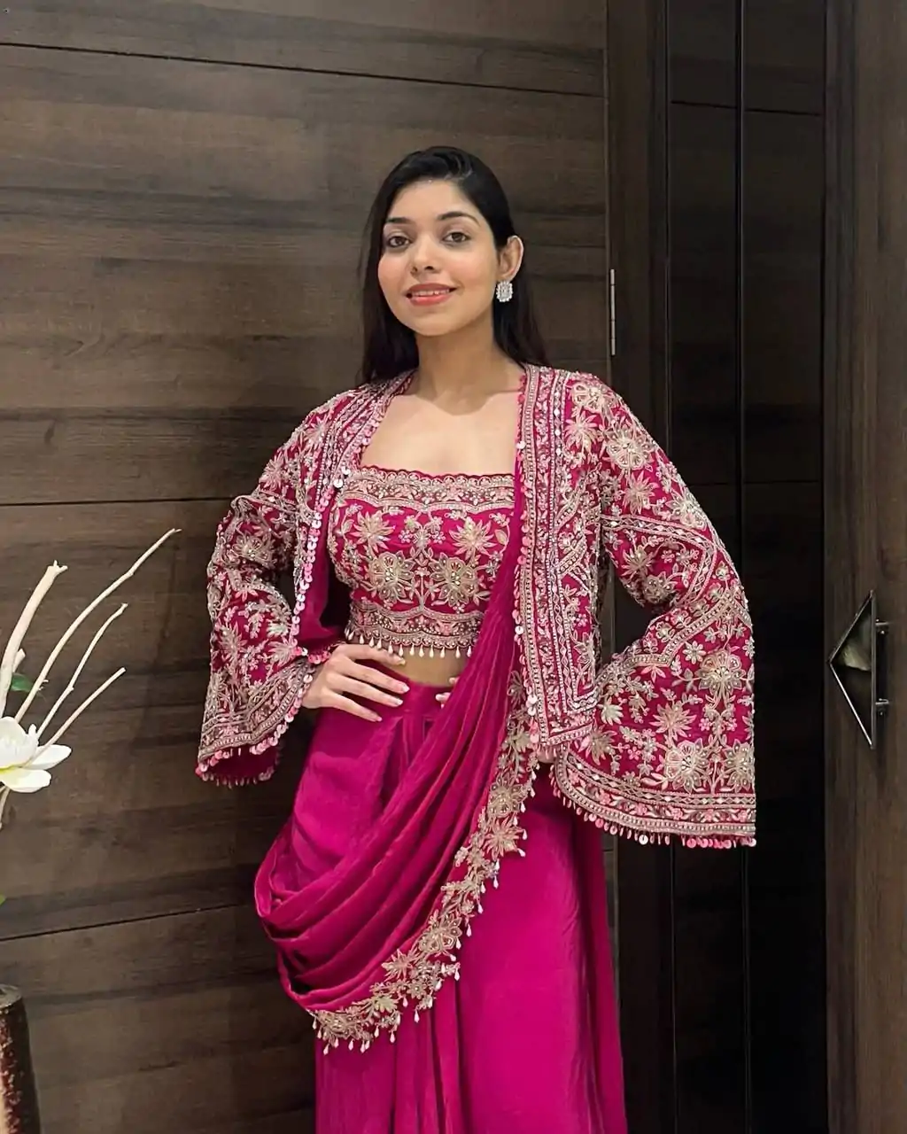 ST 1074 Pink Color Chinon Saree with Embroidery Work & Lace Work. Wedding, Party, Festive, Events, Best Price ₹2399. Delivery 4-6 Working Days. Shop now. | Creative Sarees, Embroidered Sarees, Bollywood Sarees, Designer Sarees, Ethnic Saree, Modern Digital sarees, Party Wear Sarees, Sarees