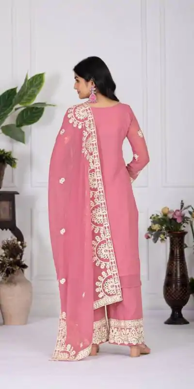 KF 1688 Pink Faux Georgette with Embroidery Work & Mirror Work Salwar Suit . Exclusive Offer ₹2099. Delivery 4-6 Working Days. Shop now. | Casual Suits, Jump Suits, Creative suits, Designer Suits, Palazzo Suits, Party Wear Suits, Patiala Suits, Salwar suit, Straight Suits