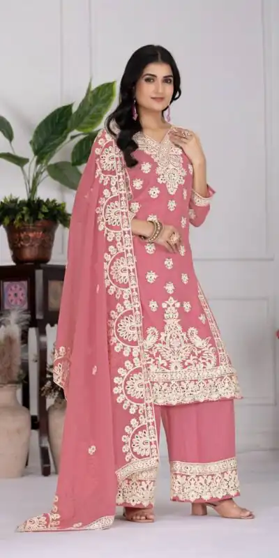 KF 1688 Pink Faux Georgette with Embroidery Work & Mirror Work Salwar Suit . Exclusive Offer ₹2099. Delivery 4-6 Working Days. Shop now. | Casual Suits, Jump Suits, Creative suits, Designer Suits, Palazzo Suits, Party Wear Suits, Patiala Suits, Salwar suit, Straight Suits