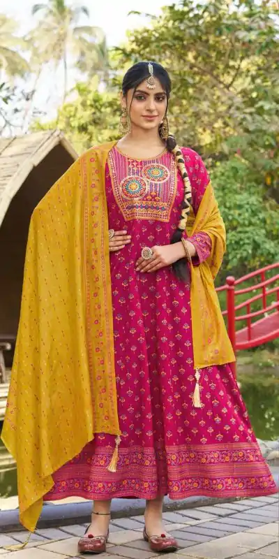 INLI Masakali 7.0 Pink Color in Color Rayon Embroidery Work Gown . Exclusive Offer ₹1849. Delivery 4-6 Working Days. Shop now. | Bollywood Gowns, Creative Gowns, Designer Gowns, Embroidered Gowns, Gowns, Party Wear Gowns